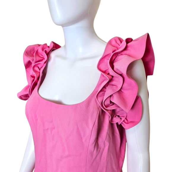 French Connection - Pink - Ruffled Fit & Flare Dress  - 12 - Picture 6 of 13